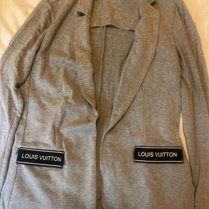 Grey one button knit blazer